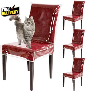 Plastic Chair Covers for Dining Chairs 4 Pack W/21 X D/18 Inch Clear Thick Wat.. - Picture 1 of 7