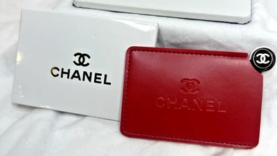 Red Card Holder & Compact Mirror Set – With Box – New - Image 1 of 3