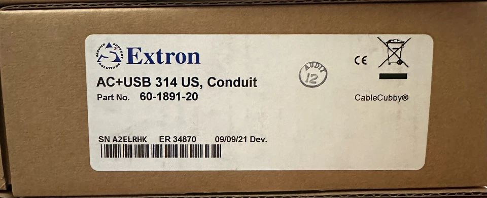 Extron AC+USB 314 US, Conduit, 300 Series PWR Module for Cable Cubby 60-1891-20 - Image 1 of 1