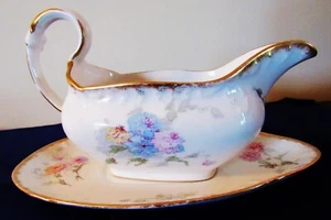 ANTIKE DELINERES D&C LIMOGE FRANKREICH SAUCIERE MIT UNTERTELLER 1887-1915 - Bild 1 von 10