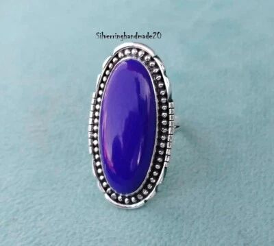 Lapis Lazuli Solid 925 Sterling Silver Beautiful Statement Ring, All Size M1578 - Image 1 of 4