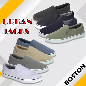 Sneakers slip on da uomo tela espadrillas deck plimsolls scarpe décolleté taglia scarpe - Foto 1 di 29