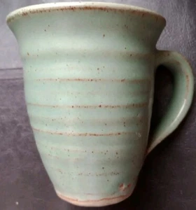 Studio Pottery Stoneware Mug Turquoise / Green With Potters Mark - Picture 1 of 6