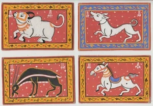 Postales de cuero hechas a mano de la India grupo de 7 inc Elefantes, vaca, escasas - Imagen 1 de 3