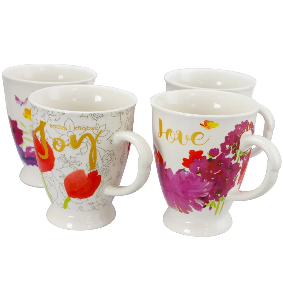 Juego de tazas Gibson Home Bold Floral 17,4 OZ, juego de 4 diseños surtidos Foto 1 de 1
