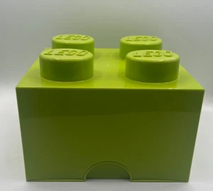LEGO 4 Stud Brick Block Mini Figure Storage Box Lime Green 2014 Empty Container - Picture 1 of 4