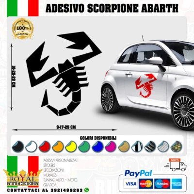 Adesivo logo ABARTH SCORPIONE fiat grande punto 500 stickers fiancata corsa
