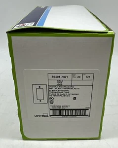 (Lot of 20) NEW Leviton 80401-NGY 1-Gang Nylon Wall Mount GFCI Device Wallplate - Picture 1 of 5