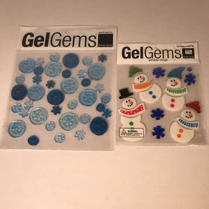 Snowmen Snowflakes Winter Holiday 2 Packages GelGems Window Clings - Picture 1 of 6