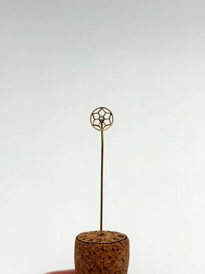 Hermoso prendedor antiguo de palo de oro de 14K con perla Foto 1 de 4