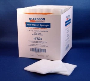 McKesson Non-Woven Sponge Polyester/Rayon 4-Ply 2X2in Square Sterile Box of 100 - Picture 1 of 1