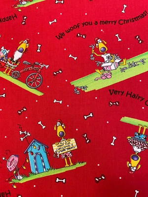 red happy howlidays dog winter christmas by amy bradley designs for moda 2 yards - Image 1 of 4