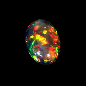 Natural Ethiopian Black Opal Oval Cabochon Loose Gemstone Handmade Opal- 11x8 mm - Picture 1 of 6