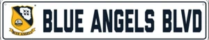 BLUE ANGELS BLVD METAL STREET SIGN 24" X 5" MILITARY MANCAVE DECOR - Picture 1 of 4