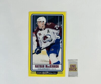 2021-22 O-Pee-Chee Premier Nathan MacKinnon Tall Boy Yellow #P-4 Colorado - Image 1 of 2