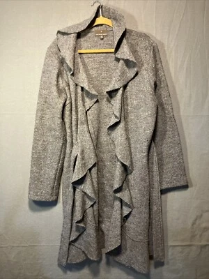 Fenn Wright Manson Wool Wrap Sweater XL Grey Ruffle Cardigan Long Cozy (Read) - Image 1 of 4