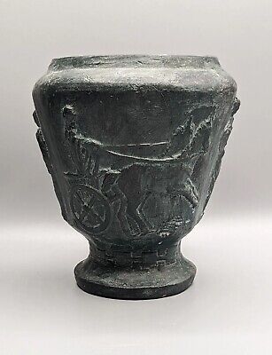 Italian Neoclassical Scenes Metal Vase With Horse Chariot, Roman Or Greek Style • 30£