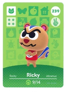 Ricky #239 - Amiibo-Karte - Animal Crossing Serie 1 - Neu authentisch Nintendo - Bild 1 von 2