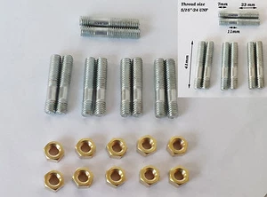 5/16"-24 UNF Thread Manifold Studs + BRASS NUT- Inlet Exhaust 41 mm long 23-11-7 - Picture 1 of 1