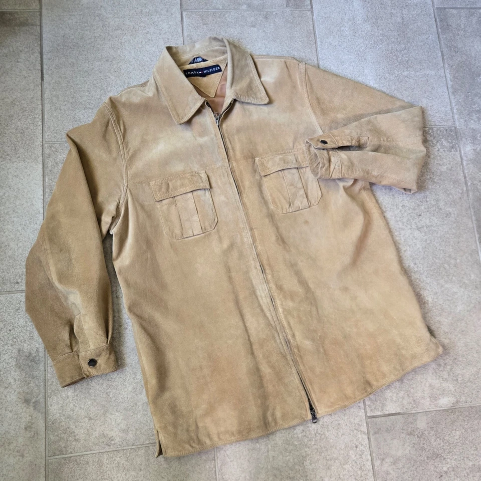 Tommy Hilfiger натуральной замши кожаная куртка рубашка молнии M - Изображение 1 из 4