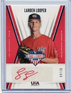 Autógrafos del equipo Stars and Stripes 16U 2019 Landen Looper tinta roja automático 4/10 - Imagen 1 de 1