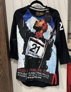 AKOO BRAND 3/4 Long Sleeve Shirt Alpine Div. 1936 Alaska Ski Skier Shirt XL - Picture 1 of 10