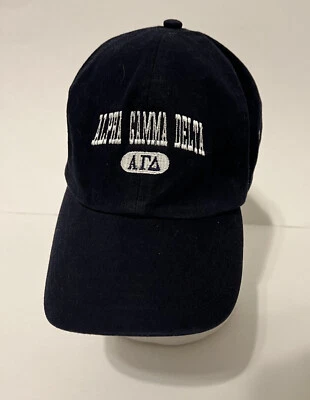 Gorra Alpha Gamma Delta Fraternidad Correa Sombrero Adulto Ajustable Negra Foto 1 de 4