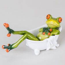 Formano Frosch Paar Frösche Deko Figur auf Blatt gras grün Kunststein NEU