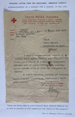 1941 Italy Red Cross Letter Sheet Cover To Padova President Ambrogio Clerici - Image 1 of 3