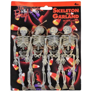 Spooky Mini Hanging 6.5" Skeletons Halloween Decor 5' Garland, Brown - Picture 1 of 1
