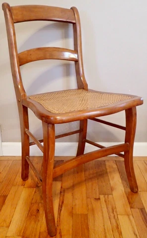 Vintage Maple Side Chair with Cane Seat Cover