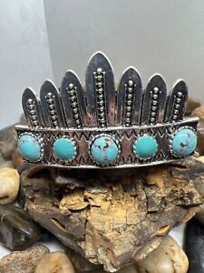 TRIBAL FEATHER LARGE COWGIRL TURQUOISE SILVER CLIP HAIR BARRETTE SOUTHWEST SALE
