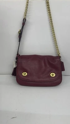 Bolso de hombro Coach Legacy de cuero con doble solapa reforzada 25361 borgoña nuevo con etiquetas $298 Foto 1 de 4