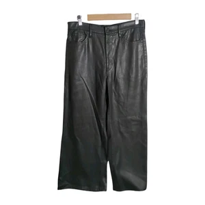 Banana Republic Black Vegan Leather Wide Leg Pants Woman's Size 29 - Picture 1 of 7