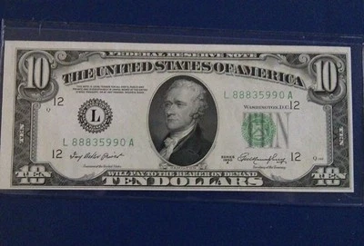 1950 A $10 San Francisco District Federal Reserve Note Uncirculated Fancy S/N - Image 1 of 4