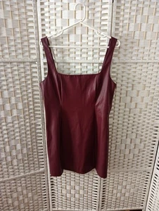 Red PU Leather Dress ASOS 16 / 14 Zip Polyester - Picture 1 of 4