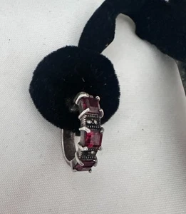 Vintage Sterling Silber Granat Markasit Creolen - Bild 1 von 7