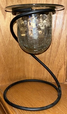 Candelabro PartyLite Ascent hierro forjado torcido vidrio craquelado votivo Foto 1 de 4