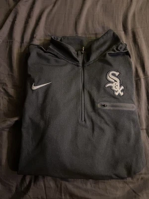 Nike Chicago White Sox 1/4 Cremallera Manga Larga Dri Fit Camisa Para Hombres Talla Grande MLB Log Foto 1 de 2