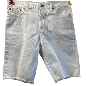 Polo Ralph Lauren Girls 16 Gorpcore White Light Distress 9" Preppy Shorts - Picture 1 of 11