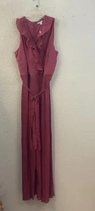 C Est 1946 Cato Plisse Jumpsuit Romper Ruffled Wide Leg Womens size L C-4 - Picture 1 of 13