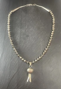 Squash Blossom Pendant Sterling Silver Necklace - Picture 1 of 15
