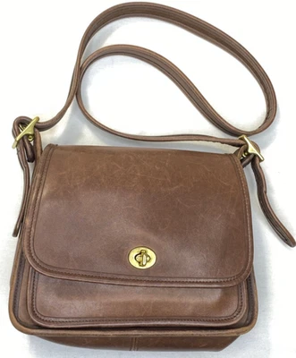 Vtg Coach Brown Rambler Legacy Bag Leather Crossbody Purse Brass 9061 Y2K - Image 1 of 4