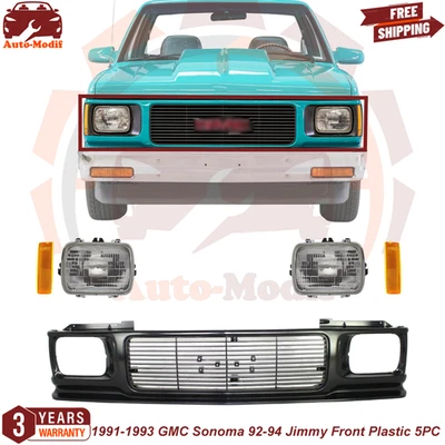 Grille Assembly & Head Lights For 91-93 GMC Sonoma 92-94 Jimmy Front Plastic 5PC Foto 1 de 4