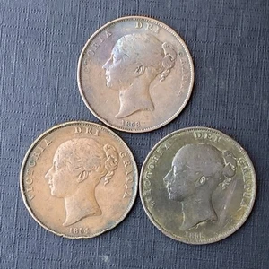 1853 1854 & 1855 Victoria Penny Group Victorian Copper Coin Lot 22 - Picture 1 of 8