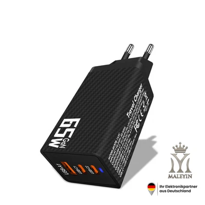 Maleyin 65W Schnell Ladeadapter USB-C + USB-A Ladegerät Netzteil Poweradapter - Bild 1 von 4