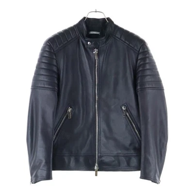 Chaqueta de cuero de vaca Dior HOMME 14SS con cremallera negra 633L459T1345 usada 9 Foto 1 de 4