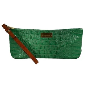 Brahmin Green Embossed Croc Long Wallet / Wristlet w/ Wrist Strap - Picture 1 of 10
