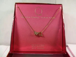 A New Day Necklace 14K Gold Dipped 16-3 in Extender Cubic Zirconia Initial Q - Picture 1 of 10