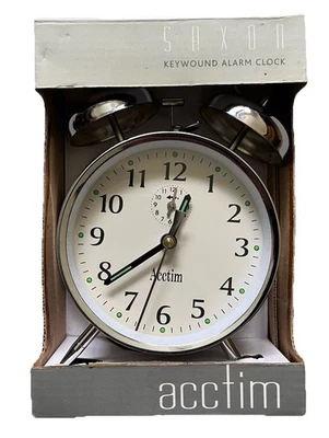 Acctim Mechanical Analogue Silver Bell Alarm Round Clock ( Package Damaged ) - Image 1 of 4